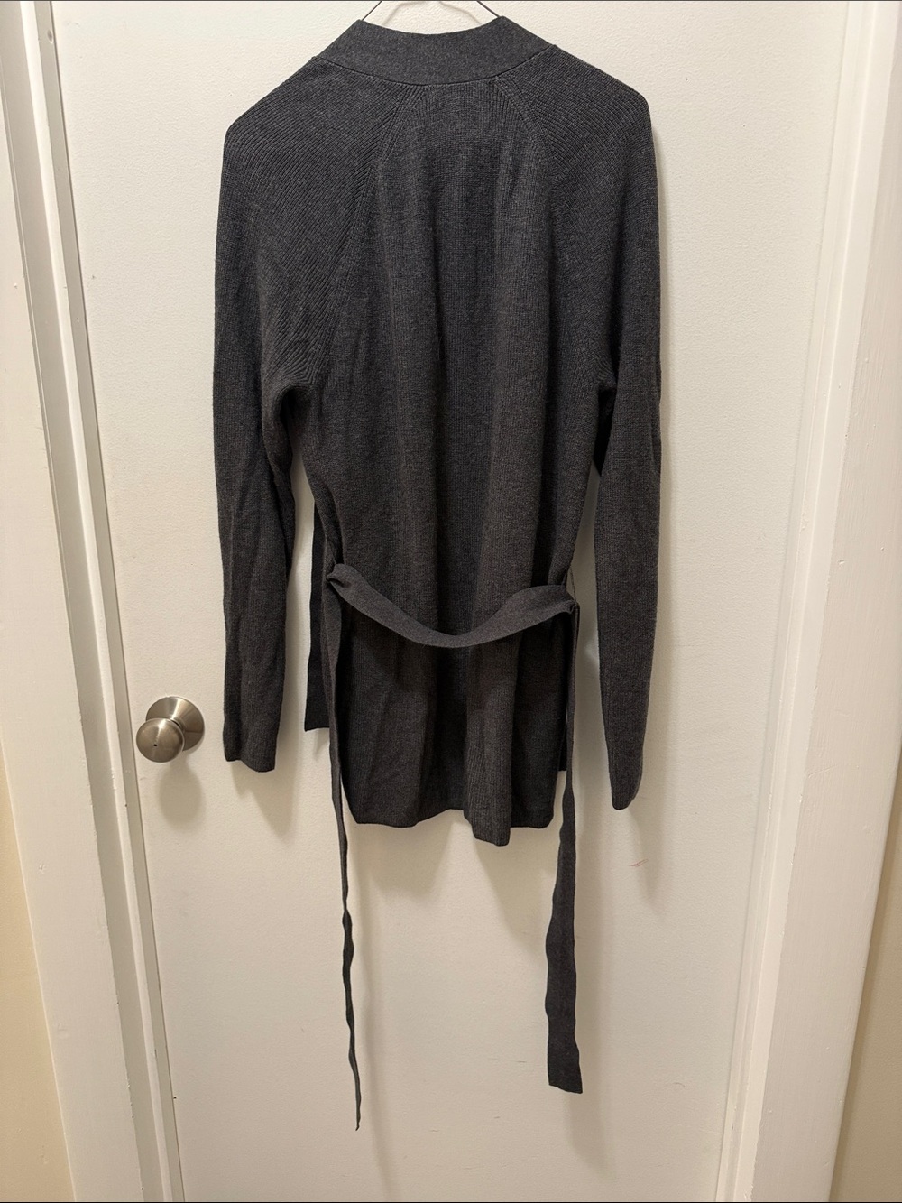 Banana Republic Dark Charcoal Tie-Belt Open Cardigan with Front Pockets - Picture 3 of 5